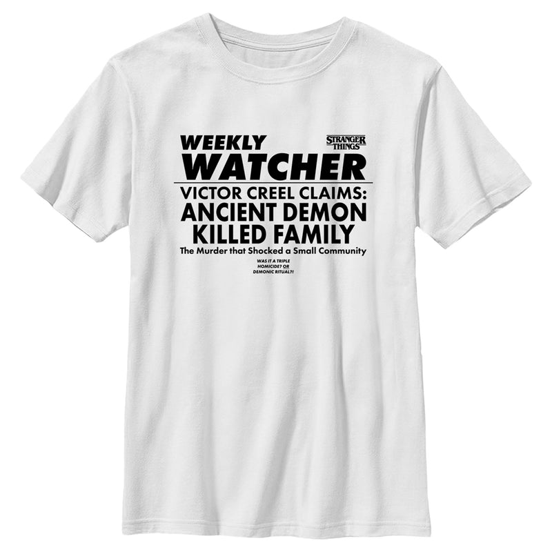 Boy's Stranger Things Newspaper Weekly Watcher T-Shirt