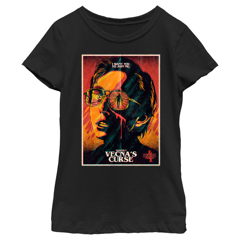 Girl's Stranger Things Retro Vecna's Curse Poster T-Shirt