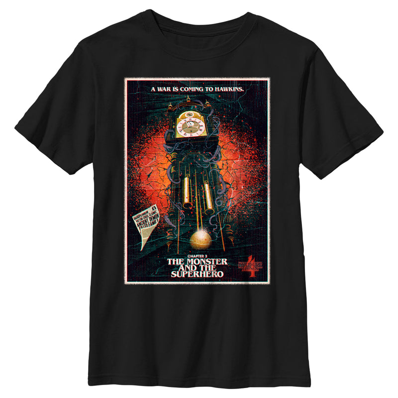 Boy's Stranger Things Retro The Monster and The Superhero Poster T-Shirt