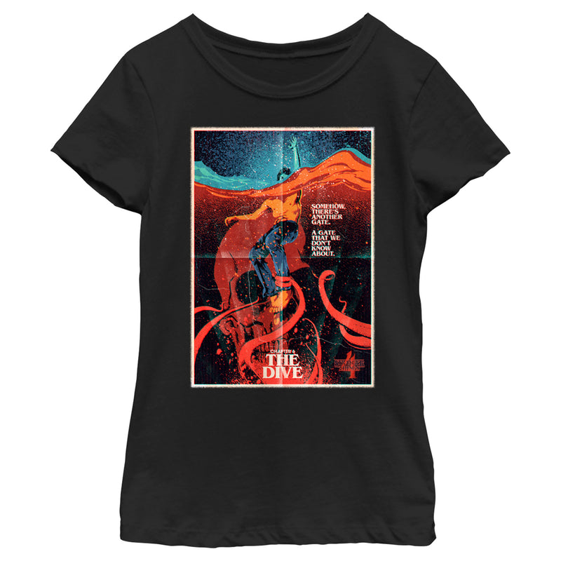 Girl's Stranger Things Retro The Dive Poster T-Shirt