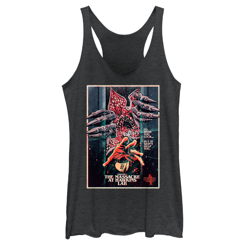 Women's Stranger Things Retro Massacre At Hawkins Lab Racerback Tank Top