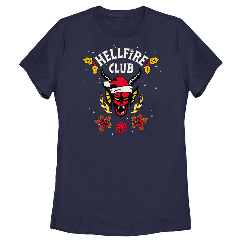 Women's Stranger Things Christmas Hellfire Club Logo T-Shirt