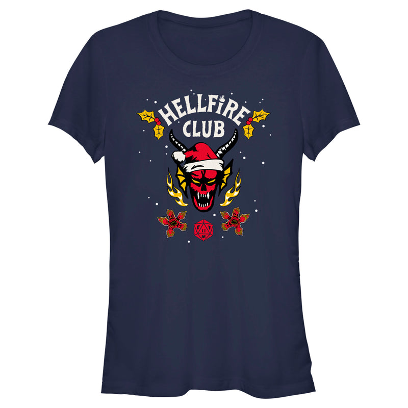 Junior's Stranger Things Christmas Hellfire Club Logo T-Shirt