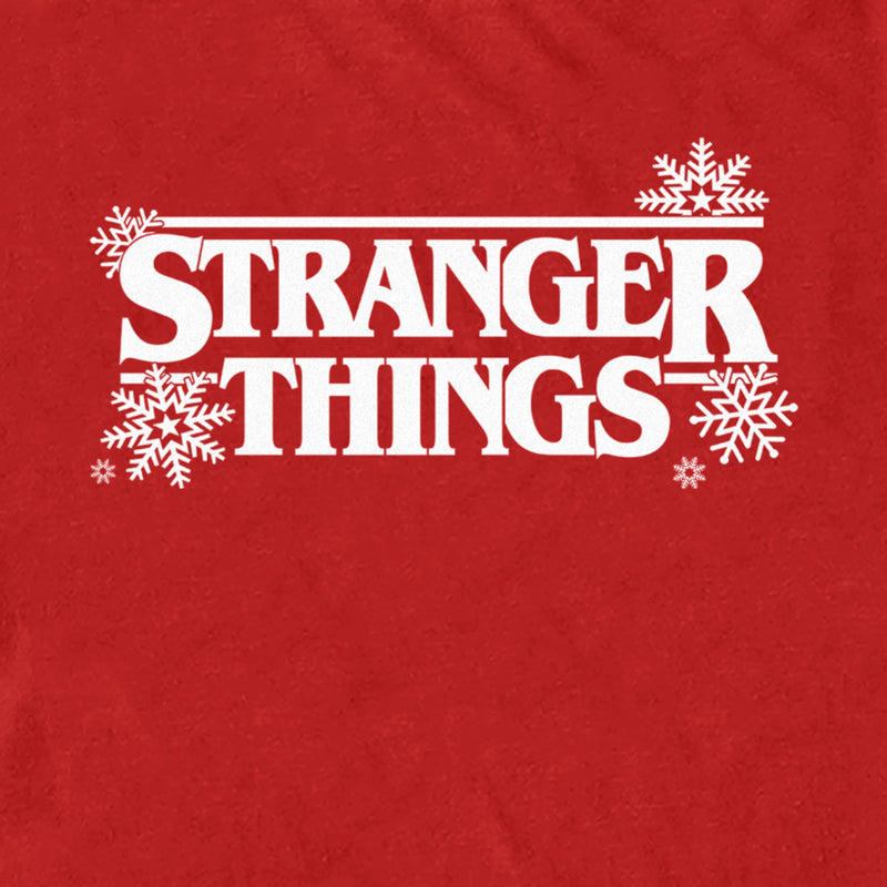 Men's Stranger Things Christmas Snowflakes Logo T-Shirt