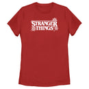 Women's Stranger Things Christmas Snowflakes Logo T-Shirt