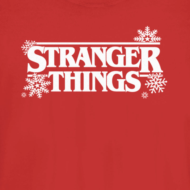 Junior's Stranger Things Christmas Snowflakes Logo T-Shirt