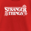 Girl's Stranger Things Christmas Snowflakes Logo T-Shirt