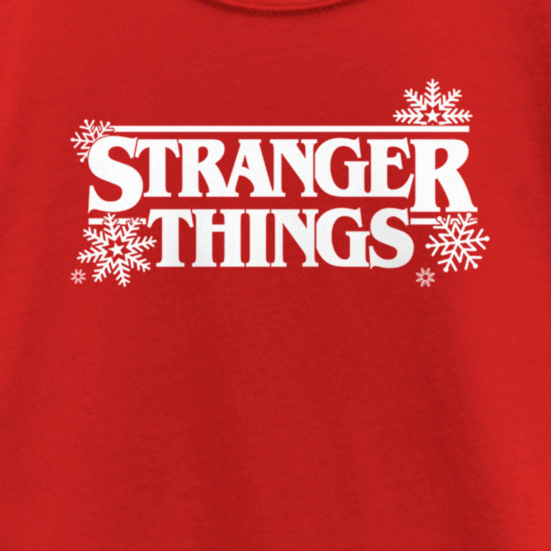 Girl's Stranger Things Christmas Snowflakes Logo T-Shirt