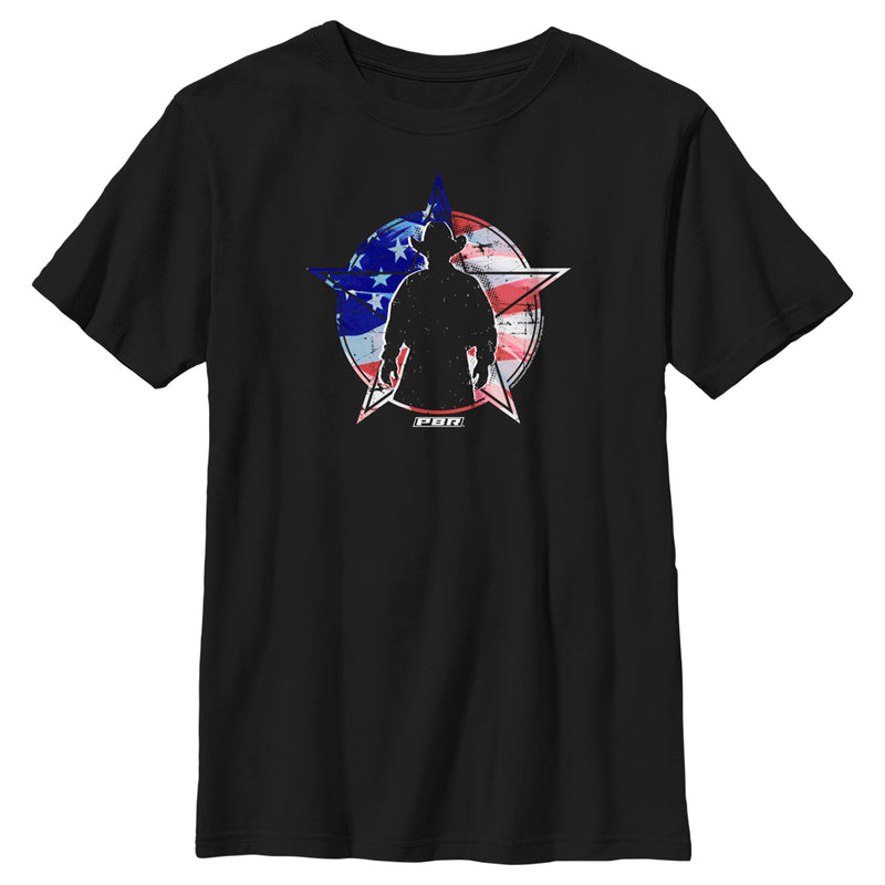 Boy's Professional Bull Riders American Flag Cowboy Silhouette T-Shirt