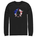 Men's Professional Bull Riders American Flag Cowboy Silhouette Long Sleeve Shirt