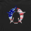 Men's Professional Bull Riders American Flag Cowboy Silhouette Long Sleeve Shirt