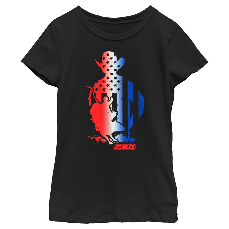 Girl's Professional Bull Riders Patriotic Silhouette T-Shirt