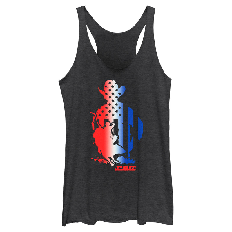 Women's Professional Bull Riders Patriotic Silhouette Racerback Tank Top