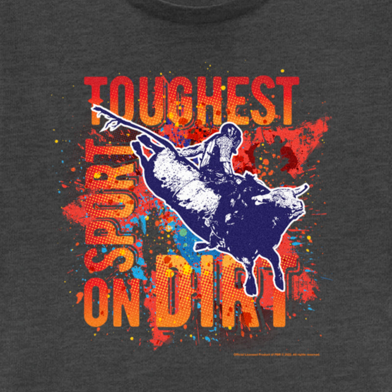 Junior's Professional Bull Riders Toughest Sport on Dirt Paint Splatter Festival Muscle Tee