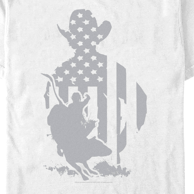 Men's Professional Bull Riders Gray Patriotic Silhouette T-Shirt