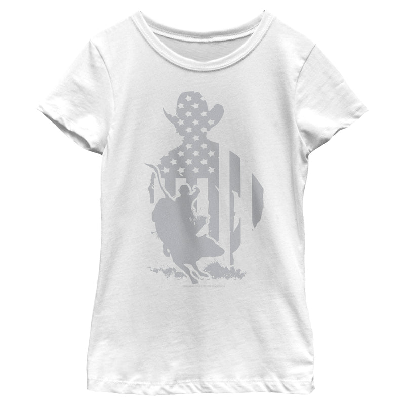 Girl's Professional Bull Riders Gray Patriotic Silhouette T-Shirt