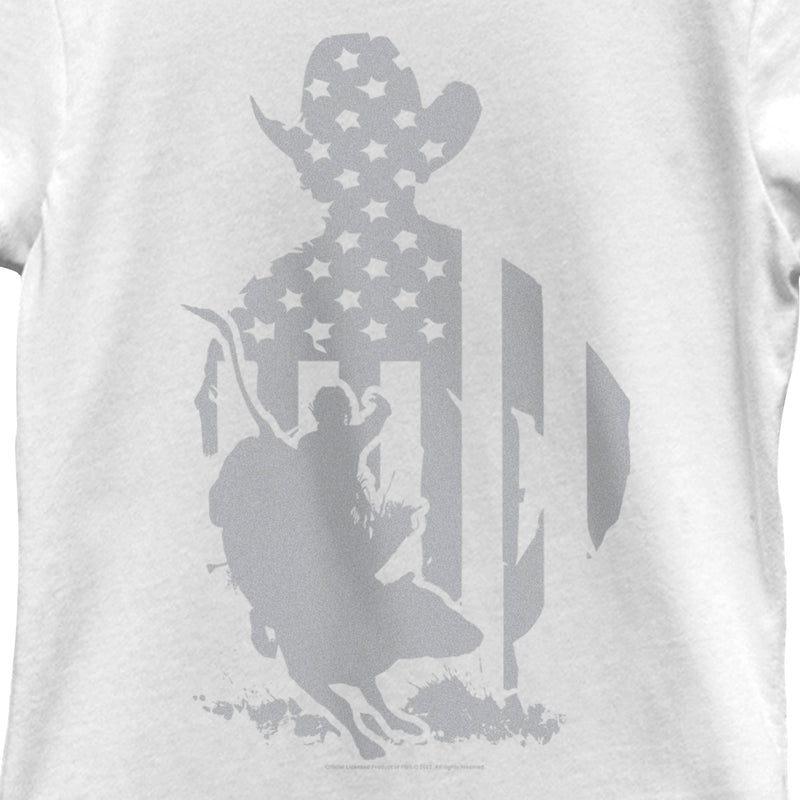 Girl's Professional Bull Riders Gray Patriotic Silhouette T-Shirt