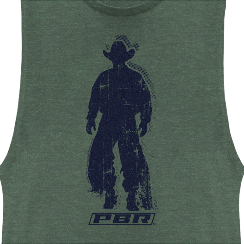 Junior's Professional Bull Riders Distressed Cowboy Silhouette Festival Muscle Tee