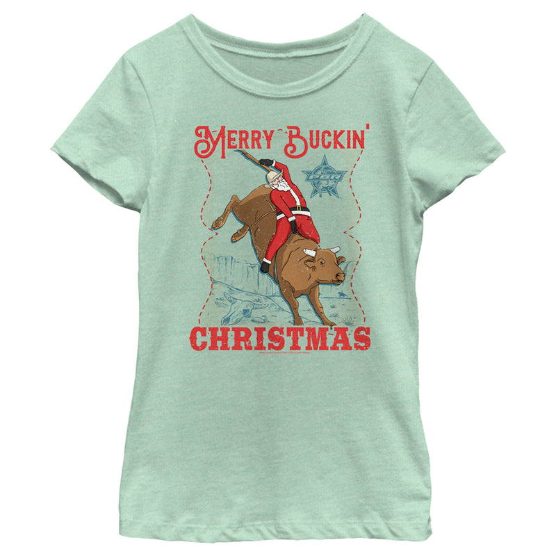Girl's Professional Bull Riders Merry Buckin' Christmas T-Shirt