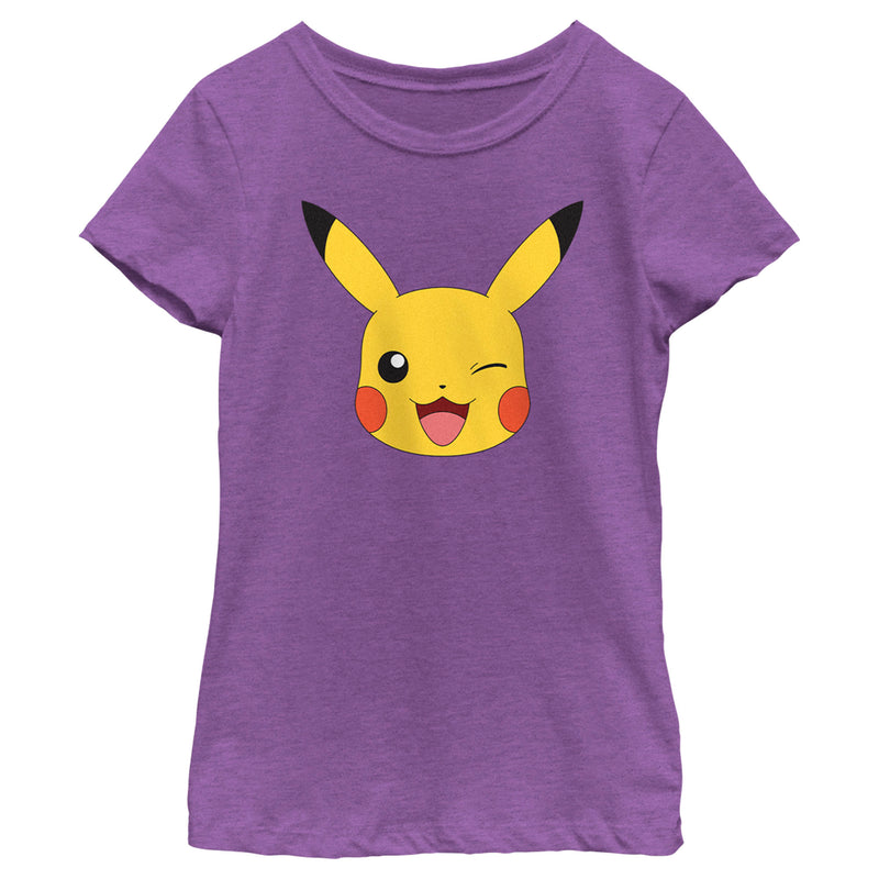 Girl's Pokemon Pikachu Wink Face T-Shirt