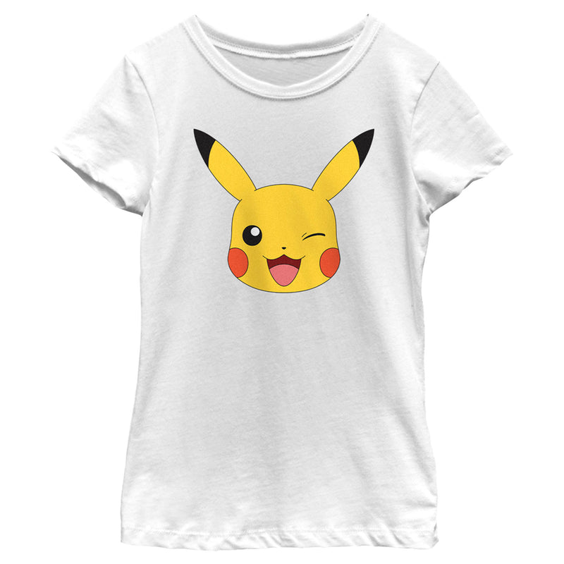 Girl's Pokemon Pikachu Wink Face T-Shirt