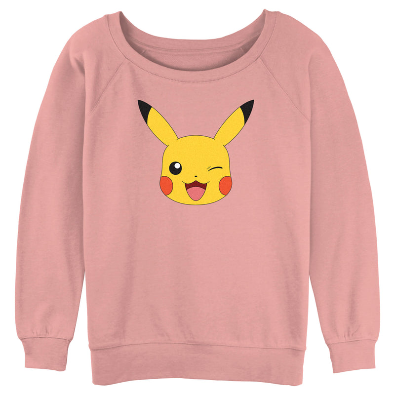 Junior's Pokemon Pikachu Wink Face Sweatshirt