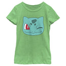 Girl's Pokemon Bulbasaur Wink Face T-Shirt