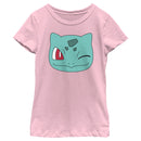 Girl's Pokemon Bulbasaur Wink Face T-Shirt