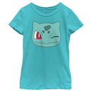 Girl's Pokemon Bulbasaur Wink Face T-Shirt