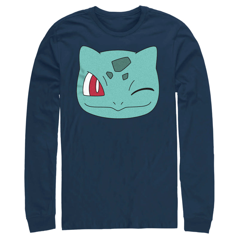 Men's Pokemon Bulbasaur Wink Face Long Sleeve Shirt