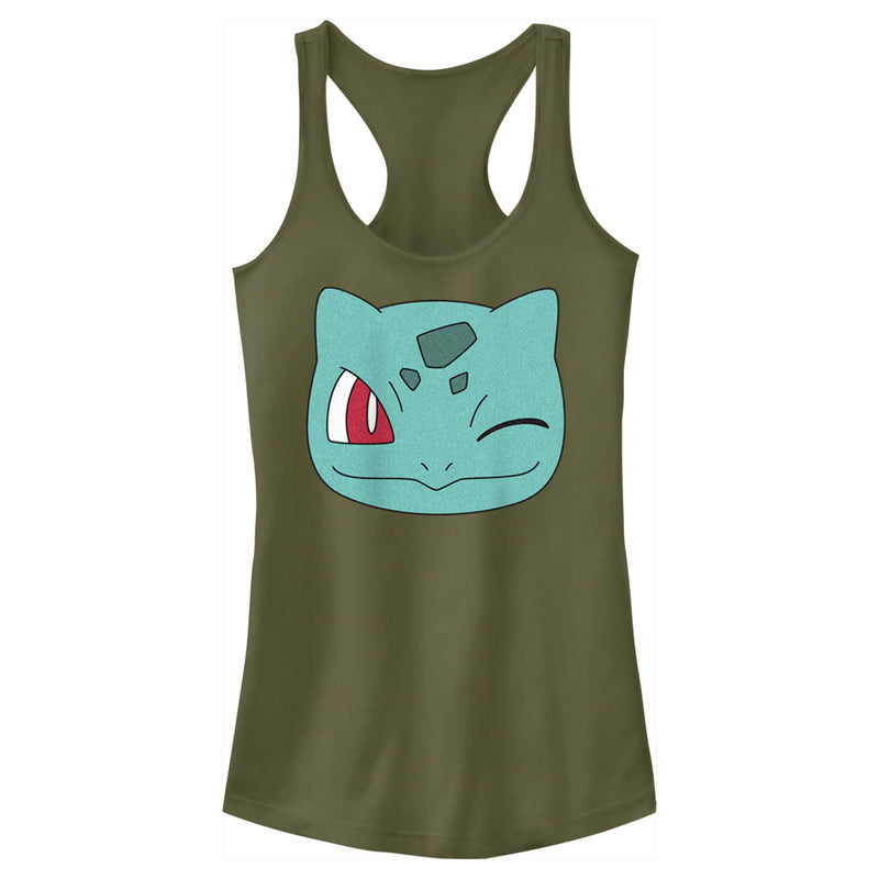 Junior's Pokemon Bulbasaur Wink Face Racerback Tank Top