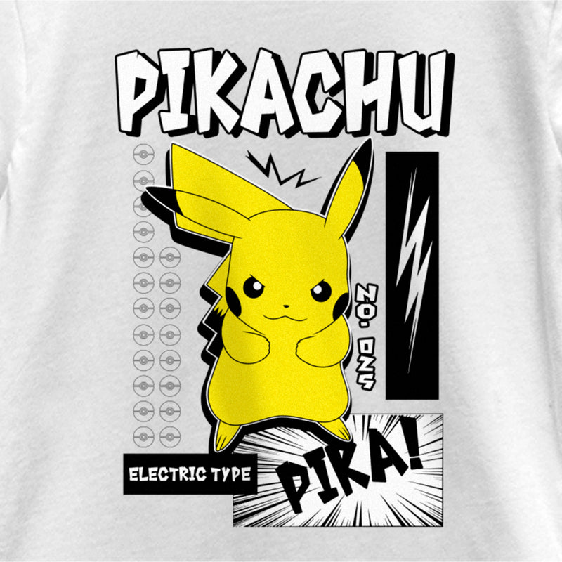 Girl's Pokemon Black and White Electric Type Pikachu T-Shirt