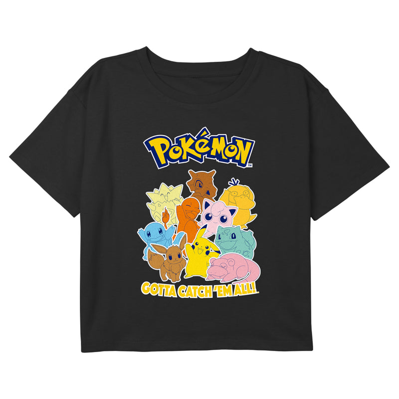 Girl's Pokemon Colorful Gotta Catch 'Em All Group T-Shirt