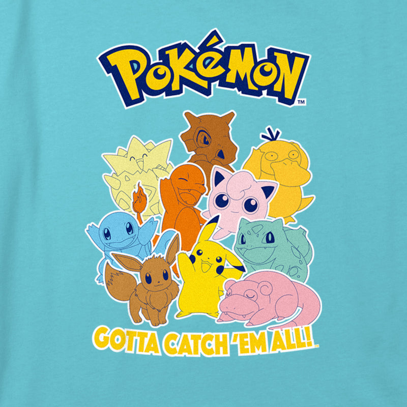 Girl's Pokemon Colorful Gotta Catch 'Em All Group T-Shirt