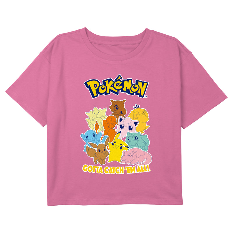 Girl's Pokemon Colorful Gotta Catch 'Em All Group T-Shirt