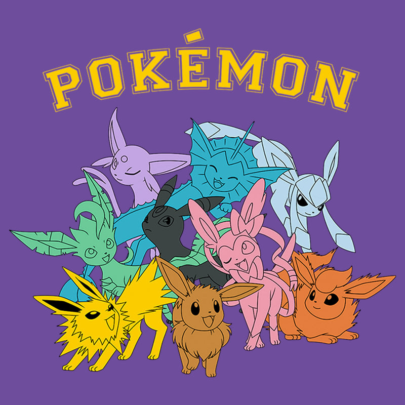 Junior's Pokemon Colorful Eeveelutions Animals T-Shirt