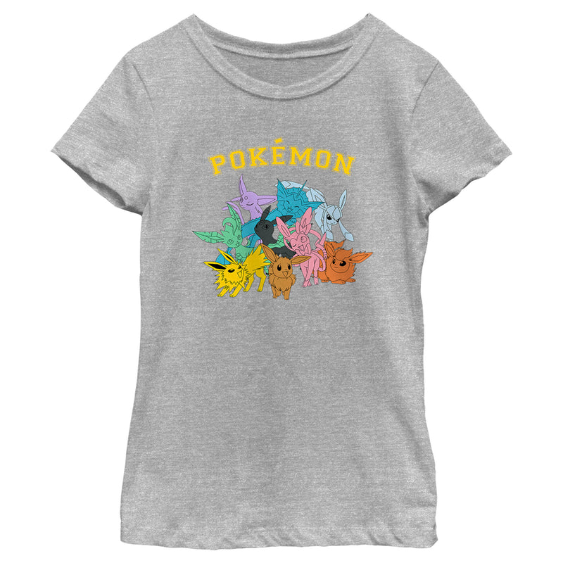 Girl's Pokemon Colorful Eveelutions Animals T-Shirt