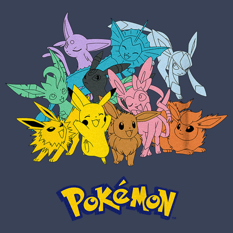 Boy's Pokemon Pikachu and Eeveelutions Logo T-Shirt