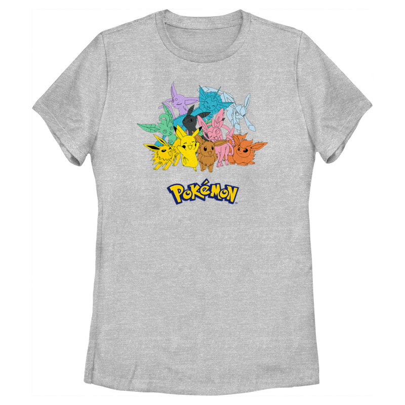 Women's Pokemon Pikachu and Eeveelutions Logo T-Shirt