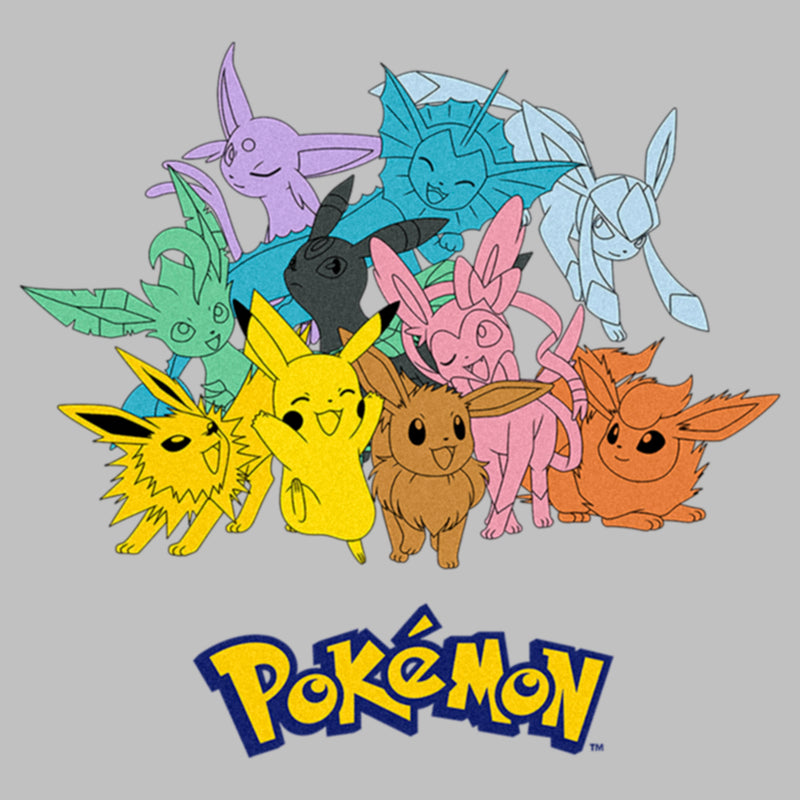 Women's Pokemon Pikachu and Eeveelutions Logo T-Shirt