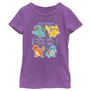 Girl's Pokemon Starters Grid Pokedex T-Shirt