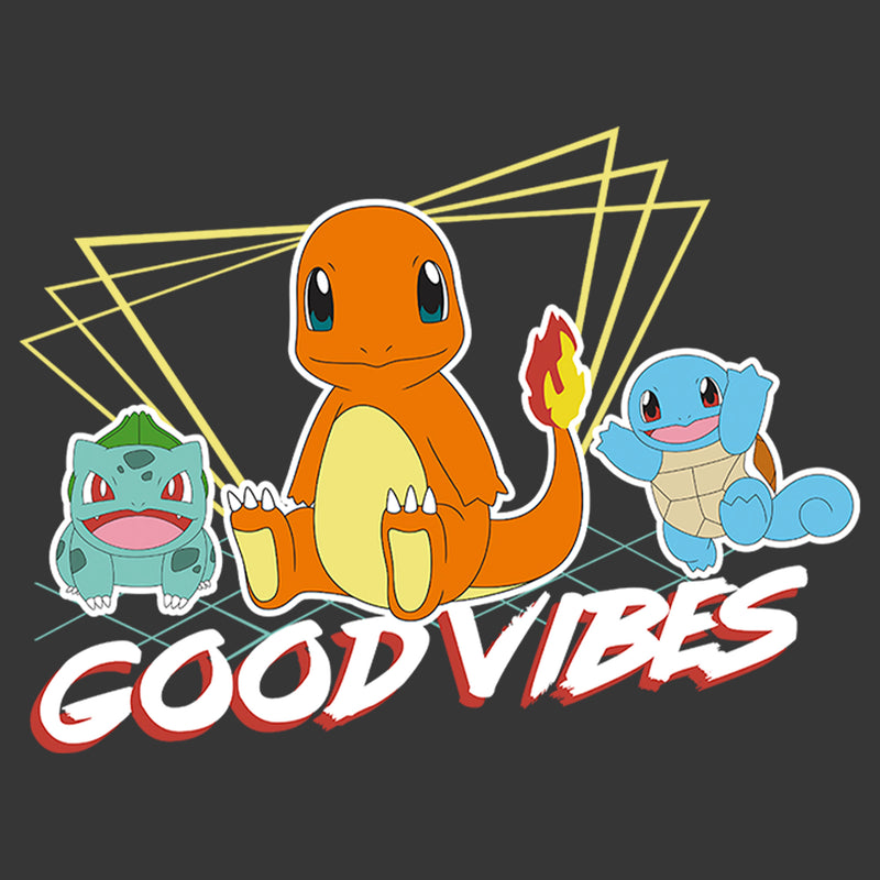 Boy's Pokemon Bulbasaur, Squirtle and Charmander Good Vibes T-Shirt