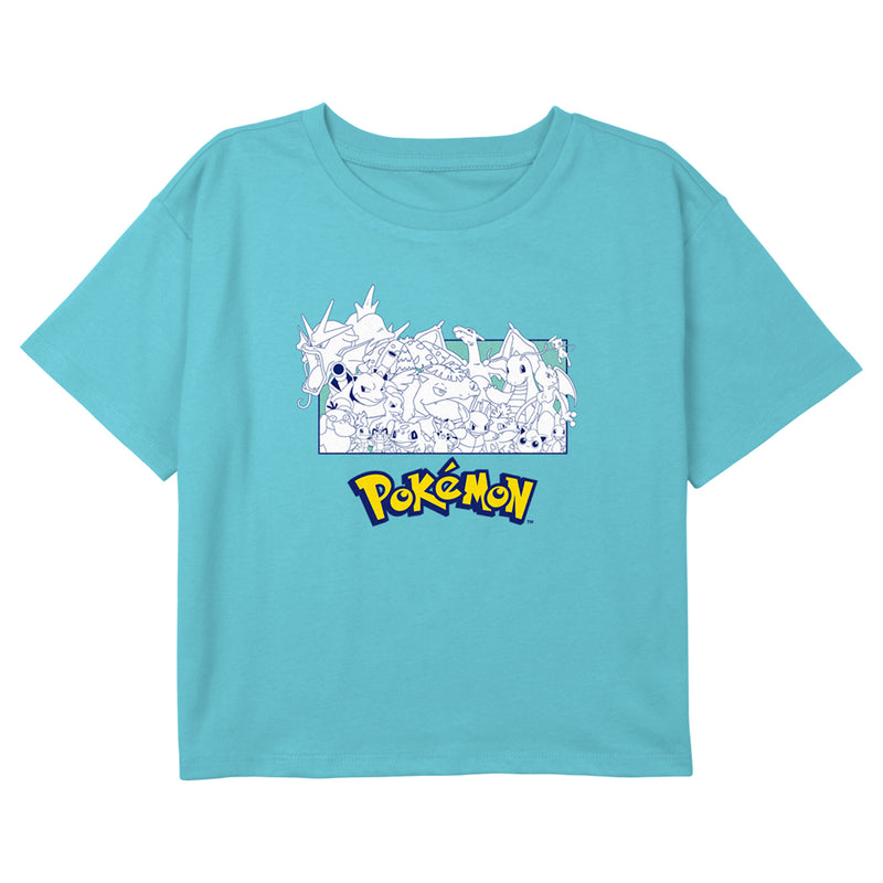 Girl's Pokemon Black and White Character Collage T-Shirt