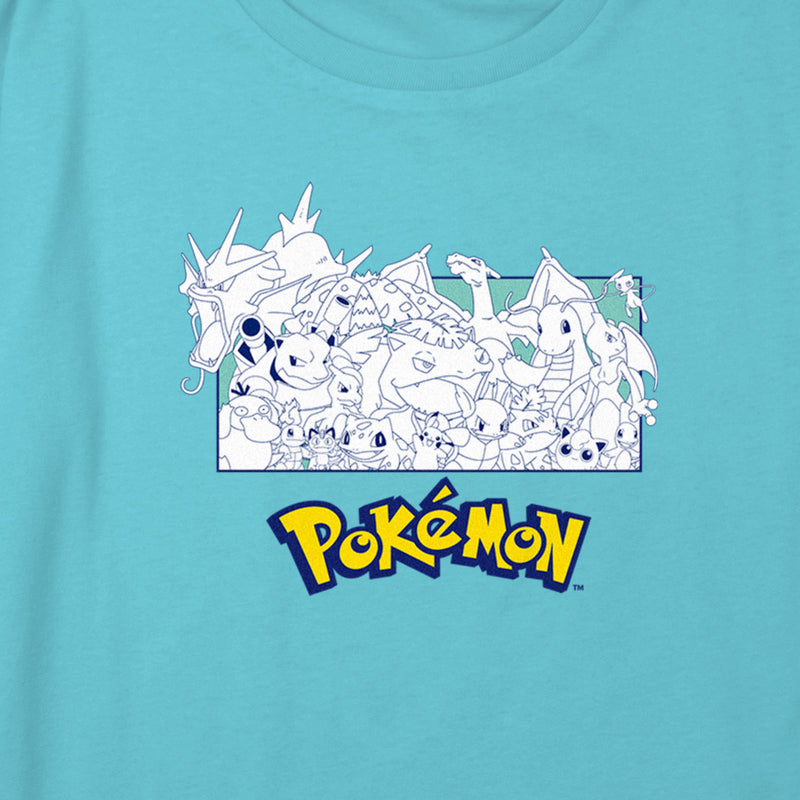 Girl's Pokemon Black and White Character Collage T-Shirt