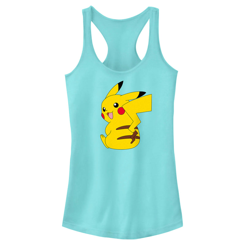 Junior's Pokemon Pikachu Sitting Portrait Racerback Tank Top