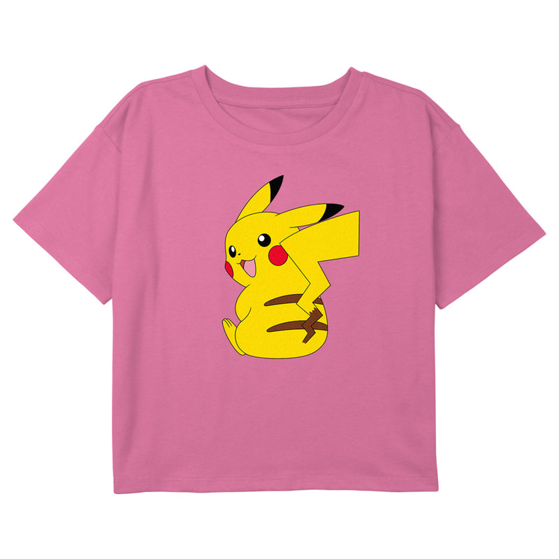 Girl's Pokemon Pikachu Sitting Portrait T-Shirt