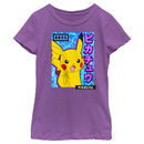 Girl's Pokemon Pikachu Blue Lightning T-Shirt