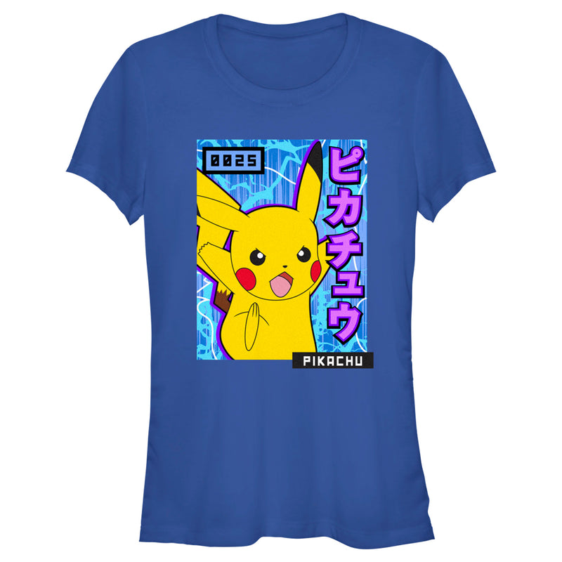 Junior's Pokemon Pikachu Blue Lightning T-Shirt