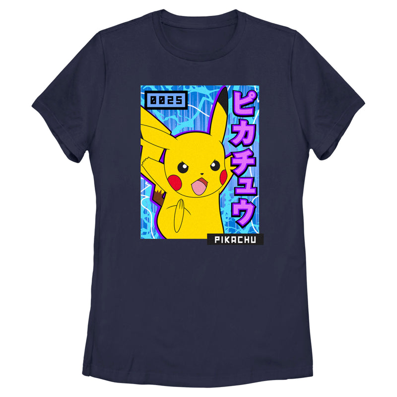 Women's Pokemon Pikachu Blue Lightning T-Shirt