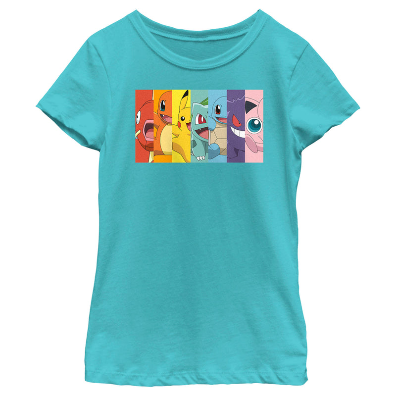 Girl's Pokemon Character Box-up Rainbow T-Shirt